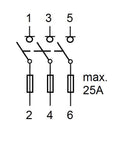 Soclu pentru portfuzibile D02, seria ARROW S, 3-poli, 25A