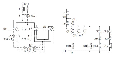 Ansamblu stea-triunghi, 11kW/400V, bobina la 230Vca