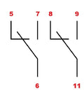 Releu broşabil, 11 pini, 3 CC, 110V c.c., 10A